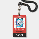 TAG Con 2026 - Rotes Quadrant - Kadetten-Abzeichen Ausweis (Rückseite mit Lanyard)