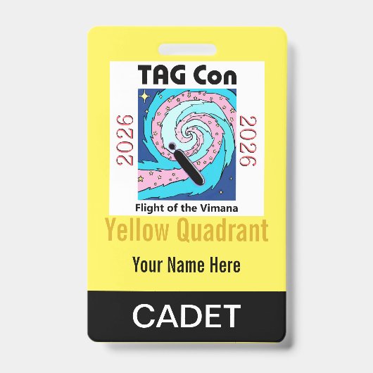 TAG Con 2026 - Yellow Quadrant - Cadet Badge Ausweis (Vorderseite)