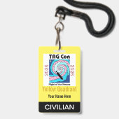 TAG Con 2026 - Yellow Quadrant - Civilian Badge Ausweis (Rückseite mit Lanyard)