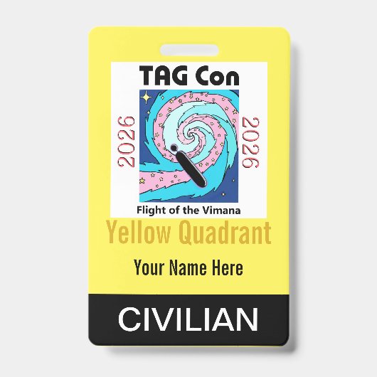 TAG Con 2026 - Yellow Quadrant - Civilian Badge Ausweis (Vorderseite)