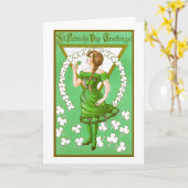 Tag Damen-Holding Shamrock Vintage St Patricks Karte (Gelbe Blume)