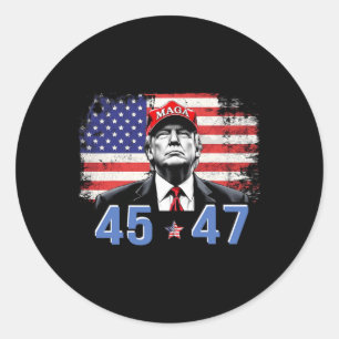 Tag der Amtseinführung von Mega 45 47 Donald Trump Runder Aufkleber