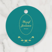 Tag der aquamarinen und Gold-Gastgeschenk Hochzeit Geschenkanhänger (Rückseite)