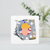 Tag der Arbeit Bauarbeiter Einladung (Stehend Vorderseite)
