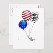 Tag der Arbeit - fliegende Maus mit Ballons. Postkarte (Vorne/Hinten)