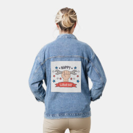 Tag der Arbeit Grafik-Abzeichen Farbdesign Jeansjacke