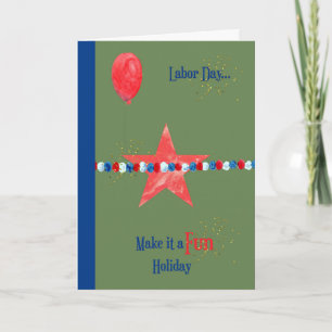 Tag der Arbeit, Grün mit Stern, Luftballon, Kunstg Karte