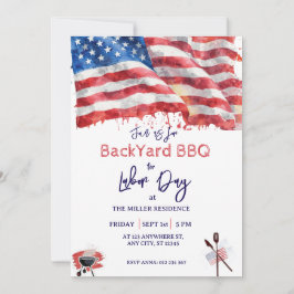 Tag der Arbeit Rot Weiß Blau USA BBQ-Party Einladung