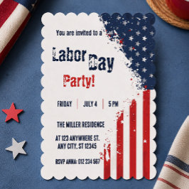 Tag der Arbeit Rot Weiß Blau USA-Flagge Party Einladung