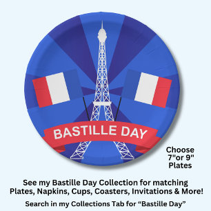 Tag der Bastille 14. Juli Frankreich Nationaltag Pappteller