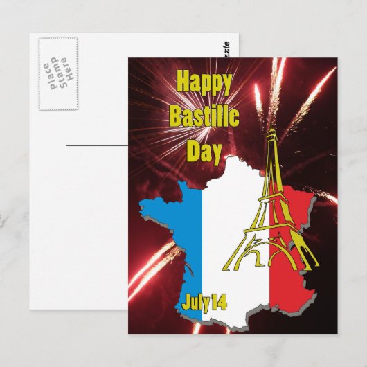Tag der Bastille 14. Juli Postkarte (Vorne/Hinten)