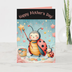 Tag der bestellbaren Mutter und Baby Ladybugs Mütt Karte