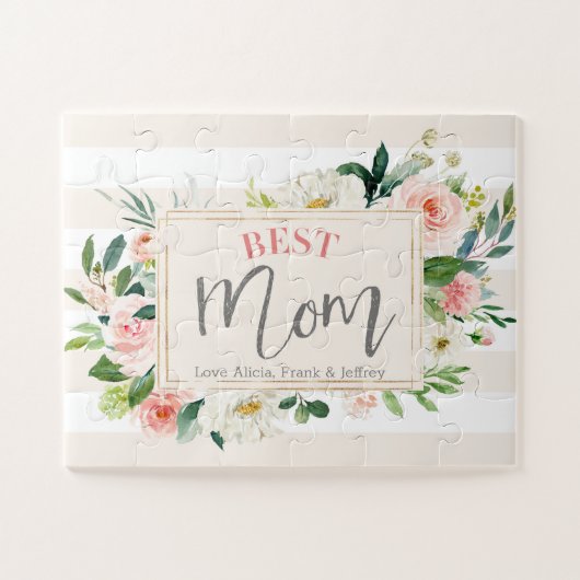 Tag der besten Mama Peach floral Mütter Puzzle (Horizontal)