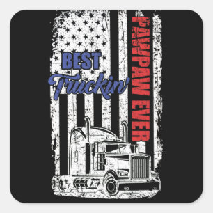Tag der besten Truckin' Pawpaw je Trucker Fathers Quadratischer Aufkleber