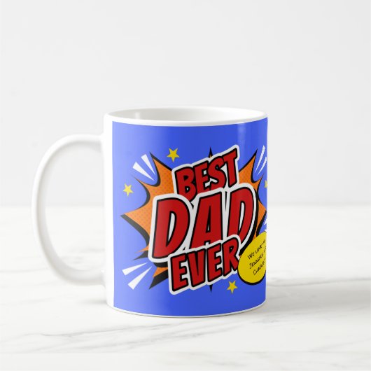 Tag der besten Vater je Comic Superhero Fathons Kaffeetasse (Links)