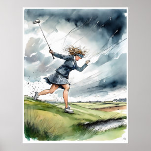 Tag der Bewegung in Schottland - Golf Art Print Poster