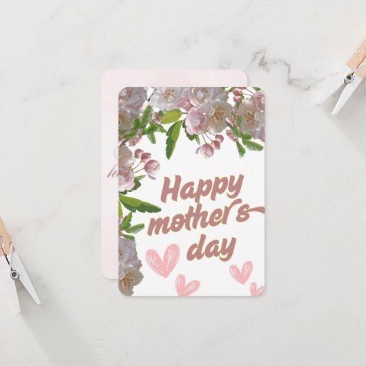 Tag der Blume Rosa Karte (Vorderseite/Rückseite Beispiel)