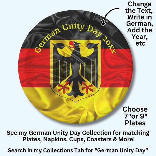 Tag der Deutschen Einheit, Deutschland Nationalfei Pappteller