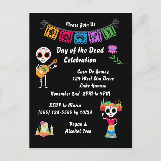 Tag der Einladung des toten Zuckerschädels Postkarte (Vorderseite)