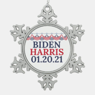 Tag der Einweihung von Joe Biden Kamala Harris Schneeflocken Zinn-Ornament