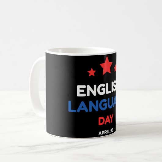 Tag der englischen Sprache Kaffeetasse (Vorderseite Links)