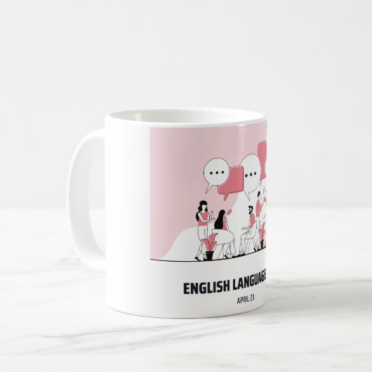 Tag der englischen Sprache Kaffeetasse (Vorderseite Links)