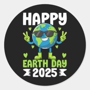 Tag der Erde 2025 Der glückliche Tag der Erde rett Runder Aufkleber