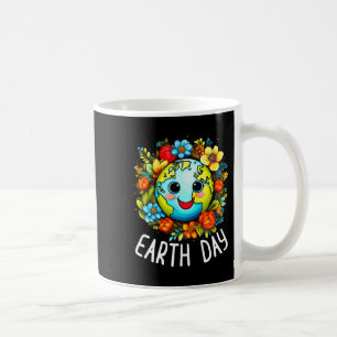 Tag der Erde 2025 Niedliche Erde mit floral lustig Kaffeetasse