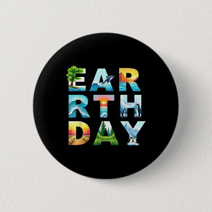 Tag der Erde: Bäume und Tiere retten, Umweltschutz Button