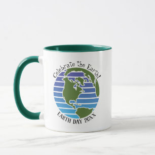 Tag der Erde Blaue Grüne Globus Karte Planet Tasse