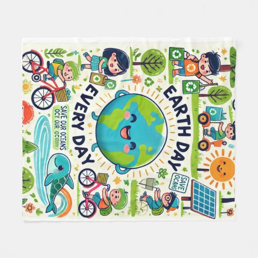 Tag der Erde Fleecedecke (Vorderseite (Horizontal))
