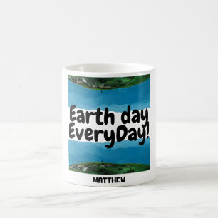 Tag der Erde, gehen Sie grüne, elegante Kunstwisse Kaffeetasse