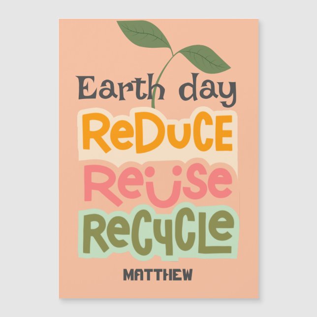 Tag der Erde, grün, schlicht und elegant Magnetkarte (Vorderseite)