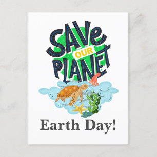 Tag der Erde, grün, unsere Planet Post Gerettet Postkarte