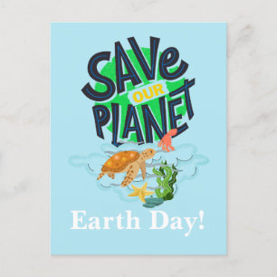 Tag der Erde, grün, unsere Planet Post Gerettet Postkarte