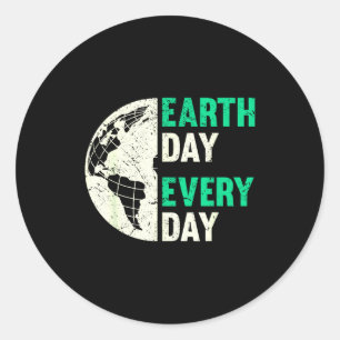 Tag der Erde jeden Tag besorgter Globus Umwelt Runder Aufkleber