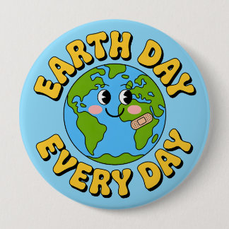 Tag der Erde jeden Tag Cute Smiling Erde Umwelt Button