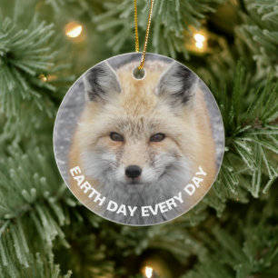 Tag der Erde jeden Tag Rotfuchs-Foto Keramik Ornament