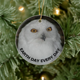 Tag der Erde jeden Tag Schneeeule Keramik Ornament