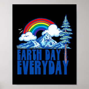 Tag der Erde Jeden Tag! Vintage Regenbogennatur un Poster