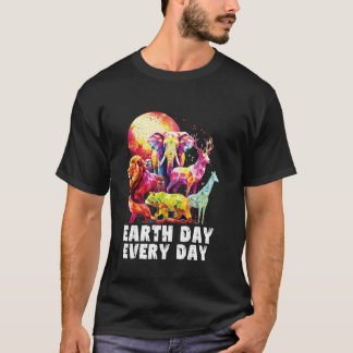 Tag der Erde jeden Tag Wasserfarbe Tiere Glücklich T-Shirt