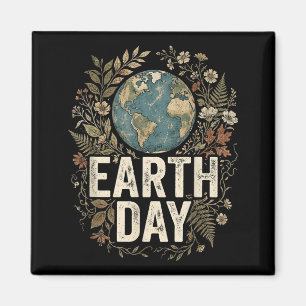 Tag der Erde meditierender Planet Süße Blumen Öko Magnet