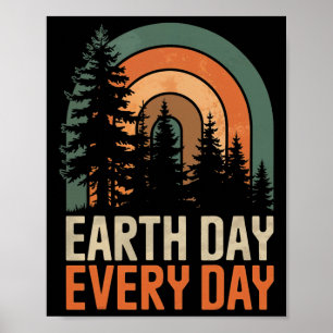 Tag der Erde Retro Wald Regenbogen Natur 70 Poster