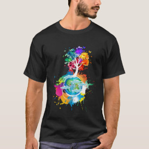 Tag der Erde Täglich Bunte Erde Baum Frauen Männer T-Shirt