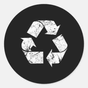 Tag der Erde Vintage Weiß Recycling-Symbol  Runder Aufkleber