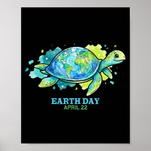 Tag der Erde Wasserfarbe Meeresschildkröte Globus Poster
