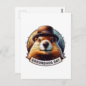 Tag der Erdung, Groundhog, Postübergang Postkarte (Vorne/Hinten)
