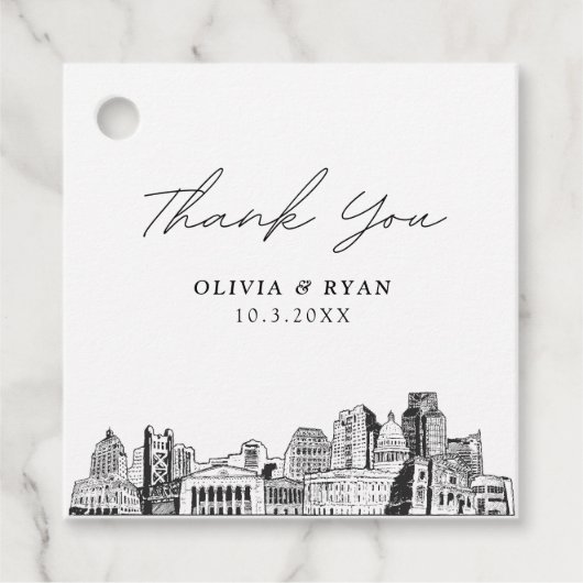 Tag der Gastgeschenk Hochzeit Sacramento Sketch Geschenkanhänger (Vorderseite)