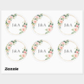 Tag der geometrischen Blush-Monogramm-Aufkleber Runder Aufkleber (Blatt)