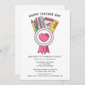 Tag der glücklichen Lehrerin Geburtstag Einladung (Vorne/Hinten)